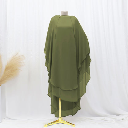 Solid Color Front And Rear Double-layer Chiffon Large Swing Headscarf