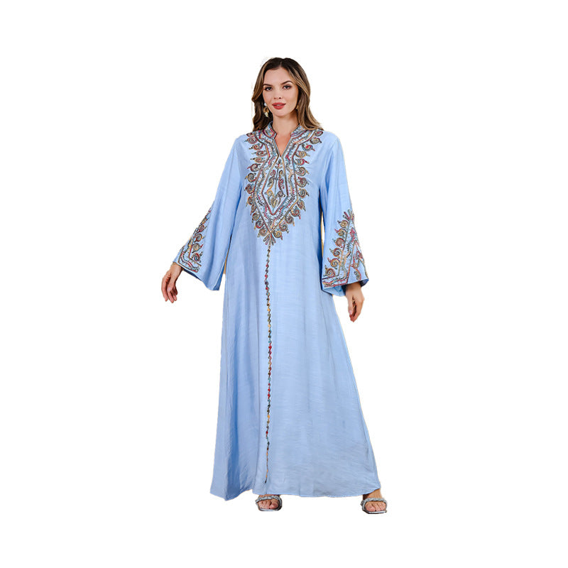 Embroidered Robe Gown Elegant Dress
