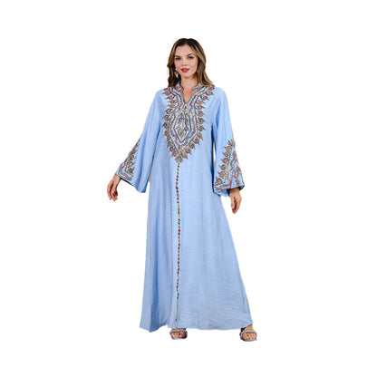 Embroidered Robe Gown Elegant Dress