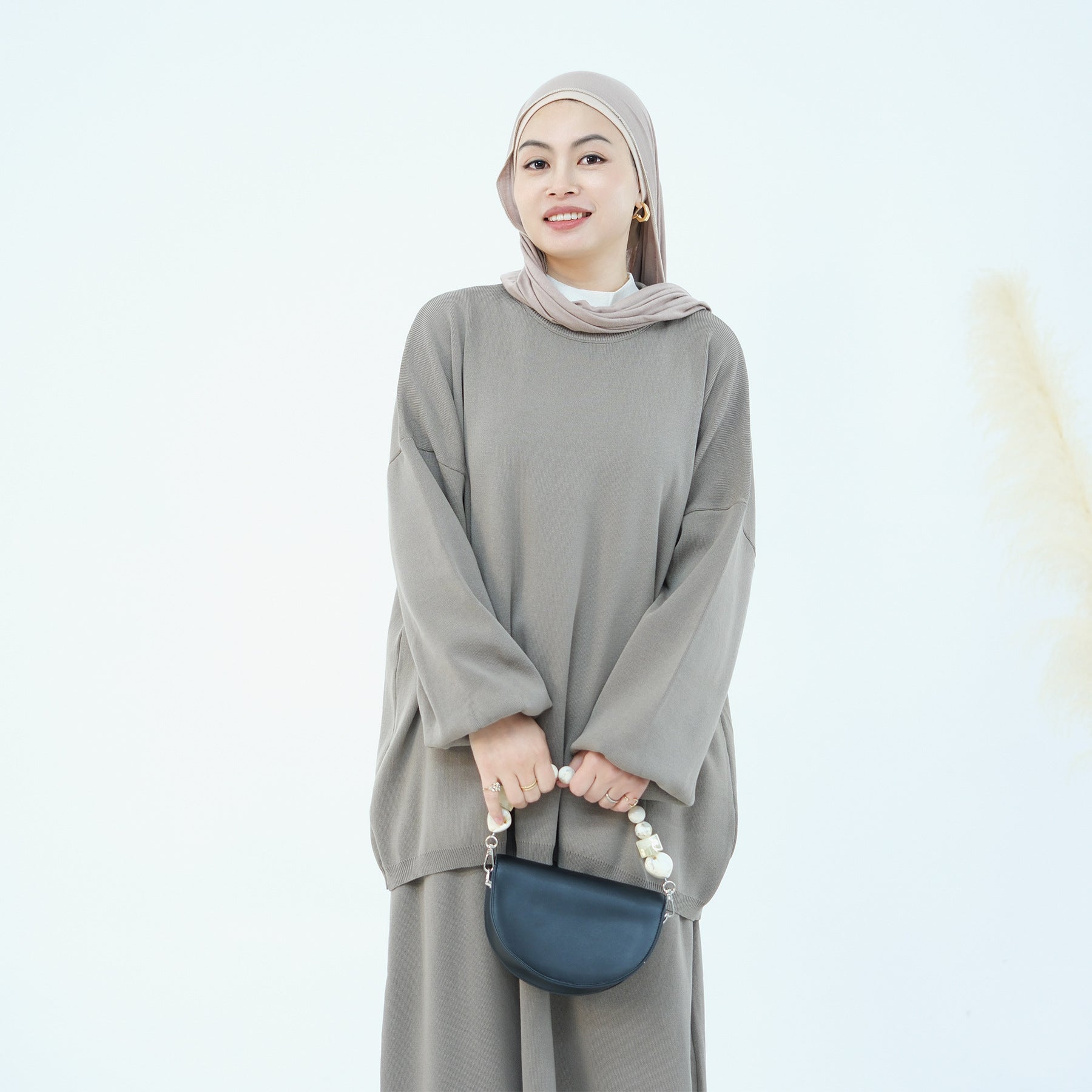 Autumn And Winter Thickening Knitting Suit Solid Color Multi-color Two-piece Set