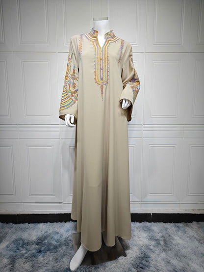Women's Embroidered Rope Embroidered Muslim Dress