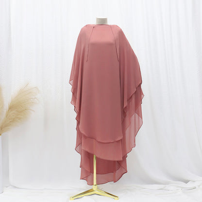 Solid Color Front And Rear Double-layer Chiffon Large Swing Headscarf