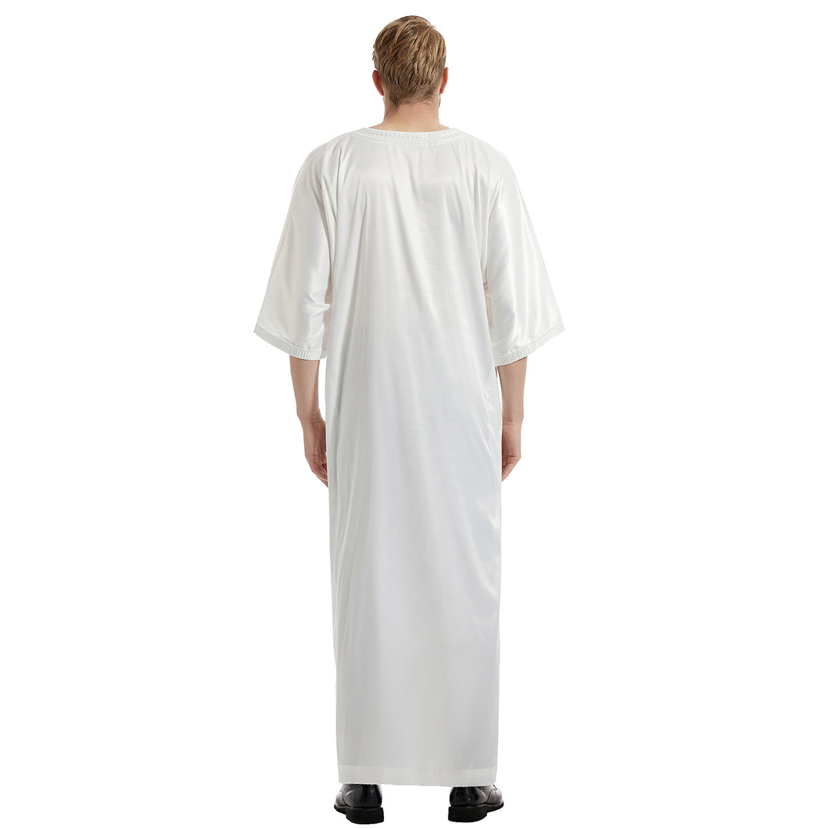 Men's Satin Mid-sleeve Embroidered Robe