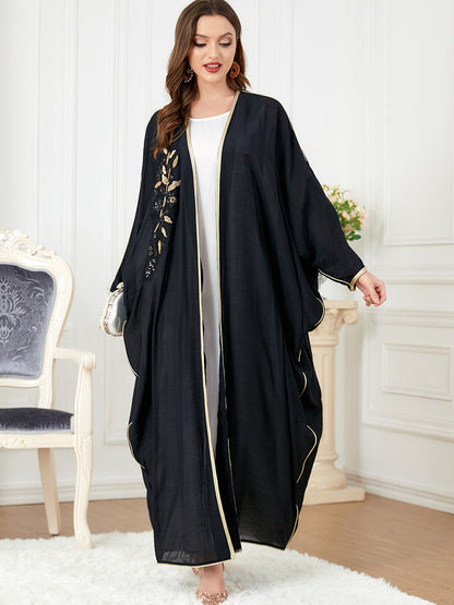 Middle Eastern Long Sleeved Patchwork Bat Sleeved Dress