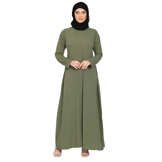 Women’s A-Line Inner Abaya Dress With Side Pocket Size M Color Jade