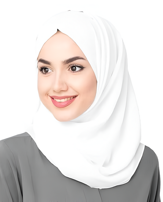 Women's & Girl's Hijab Georgette Scarf  Size 30X20X2 CM  Color White